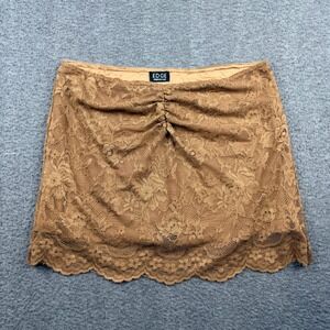 Edge by‎ KS Women's M Medium Brown Floral Lace Mini Skirt KST50177TS